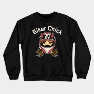 Biker Chick Woman with Helmet Crewneck Sweatshirt